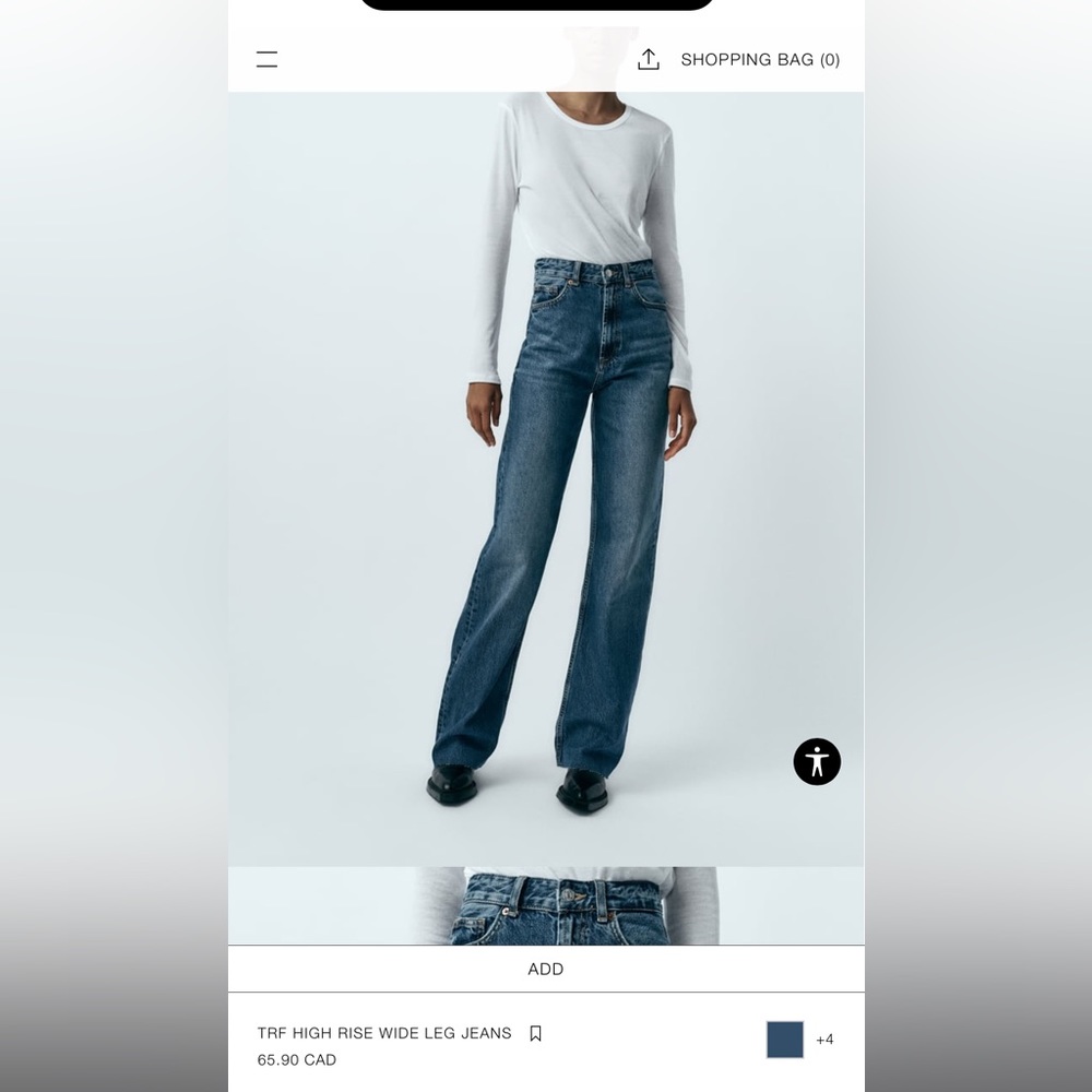 ZARA HIGH RISE WIDE LEG DISTRESSED JEANS - FULL LENGTH